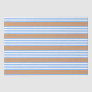 Blue and white five stripes pattern with tan tissue paper