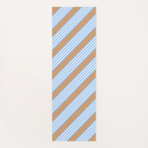 Blue and white five stripes pattern with tan yoga mat