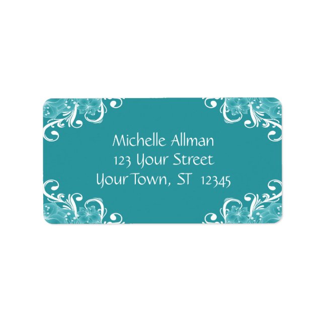 Blue and White Floral Avery Label (Front)