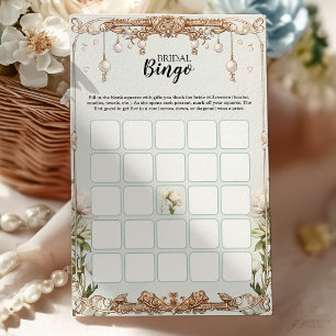 Blue and White Floral Bridal Shower Bingo Game 