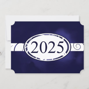 Blue and White Floral Button 2025 Card