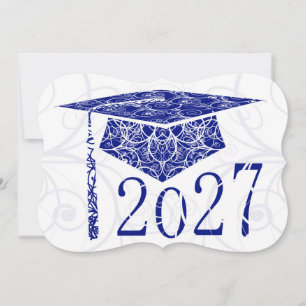 Blue and White Floral Cap 2027 Card