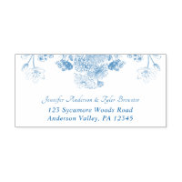 Blue and White Floral China Pattern Return Address