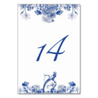 Blue and White Floral China Pattern Table Number