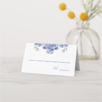 Blue and White Floral China Pattern with Bird