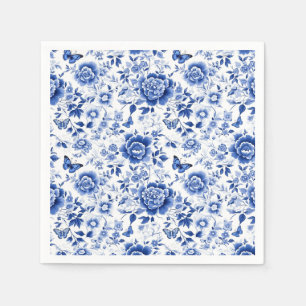 Blue and White Floral Chinoiserie  Napkin