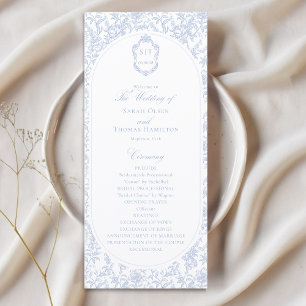 Blue and White Floral Chinoiserie Wedding Program
