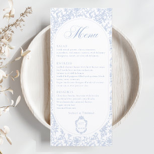 Blue and White Floral Chinoiserie Wedding Program Menu