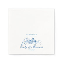 Blue and White Floral Classical Wedding napkin