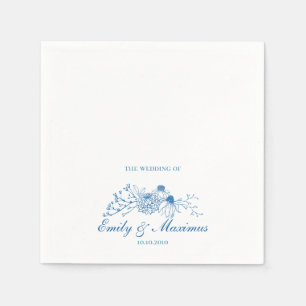Blue and White Floral Classical Wedding napkin