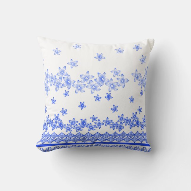 Blue and White floral design, Cushion (Front)