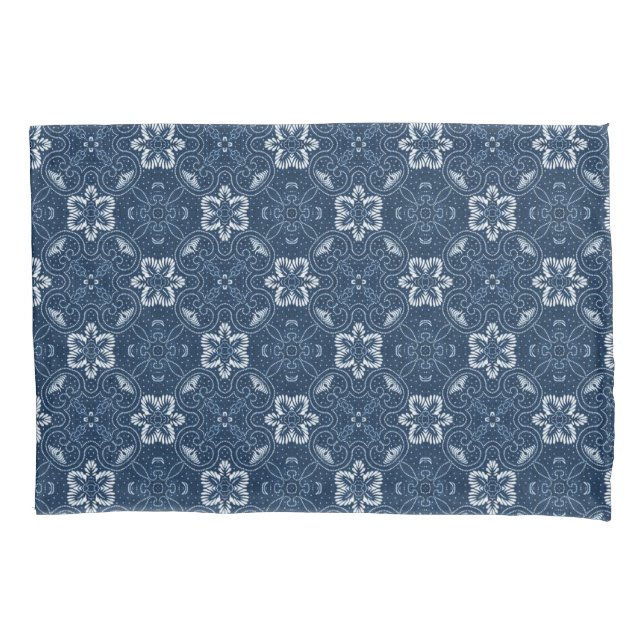 Blue and White Floral Design Pillowcase (Front)