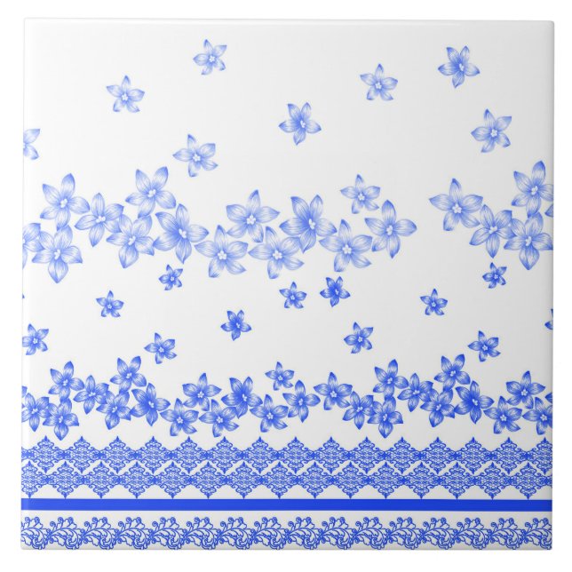 Blue and White floral design, Tile (Front)