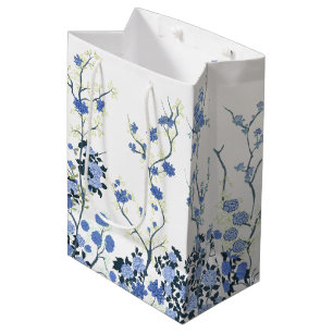 Blue and White Floral Gift Bag
