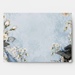 Blue and White Floral Graduation Envelope