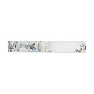 Blue and White Floral Graduation Invitation Belly  Wrap Around Label