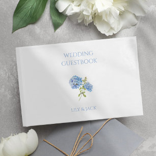 Blue and White Floral Hydrangea Wedding Guestbook