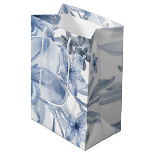 blue and white floral medium gift bag