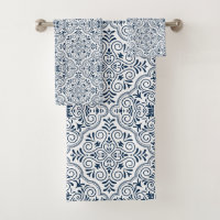 Blue and white floral Moroccan pattern