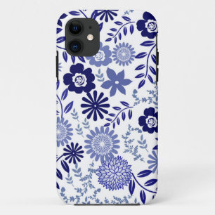 Blue and White Floral Pattern Case-Mate iPhone Case