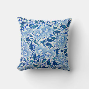 Blue and White Floral Pattern Cushion