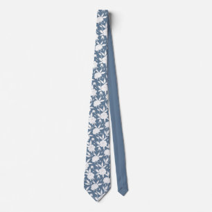 Blue and White Floral Pattern Groomsmen Wedding  Tie