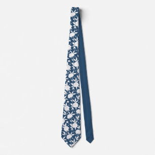Blue and White Floral Pattern Groomsmen Wedding Tie