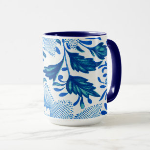 Blue and White Floral Pattern Mug