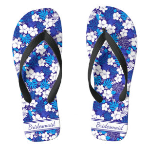 Blue and White Floral Pattern Wedding Bridesmaid Jandals