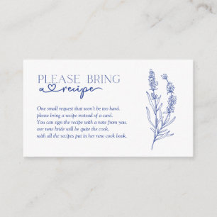 Blue and White Floral   Recipe   Bridal Shower Enclosure Card