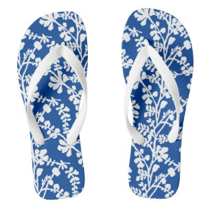Blue And White Floral Repeating Pattern Jandals
