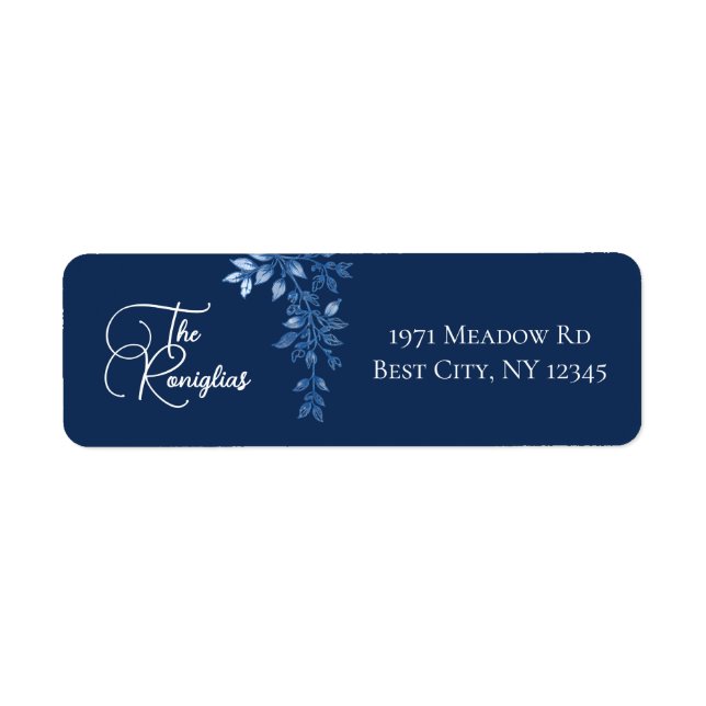 Blue and White Floral Return Address Label (Front)