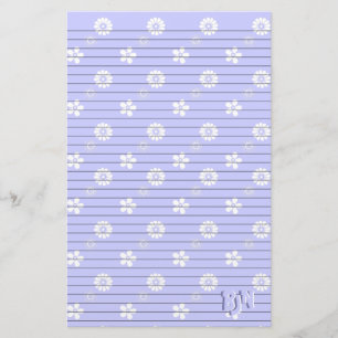 Blue and White Floral Stationery Paper Monogram