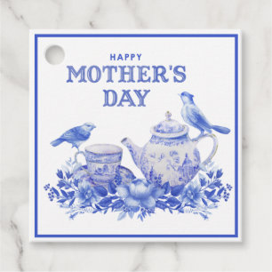 Blue and White Floral Tea Pot   Mother's Day  Favour Tags