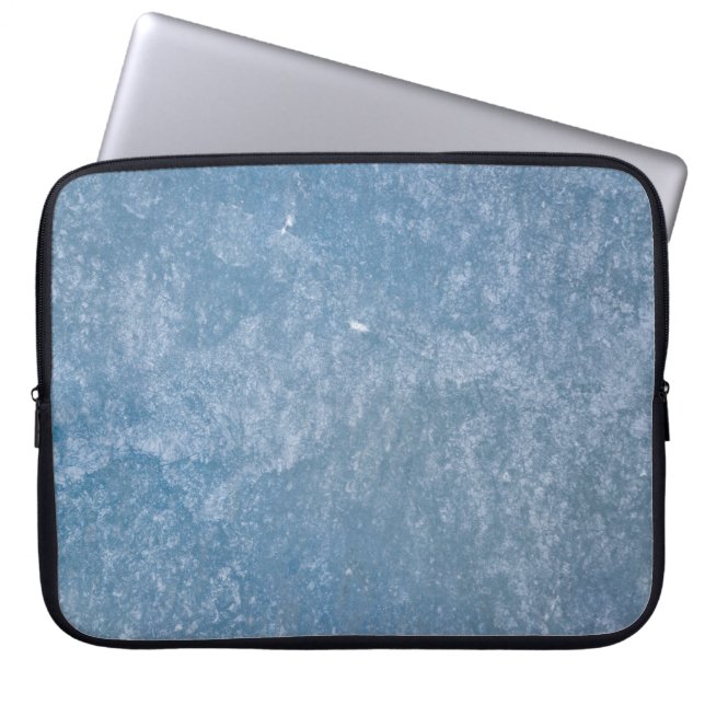 Blue and white floral textile laptop sleeve (Front)