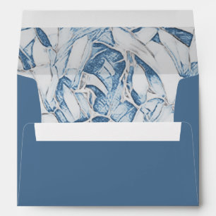 Blue And White Floral Wedding Adress Envelope