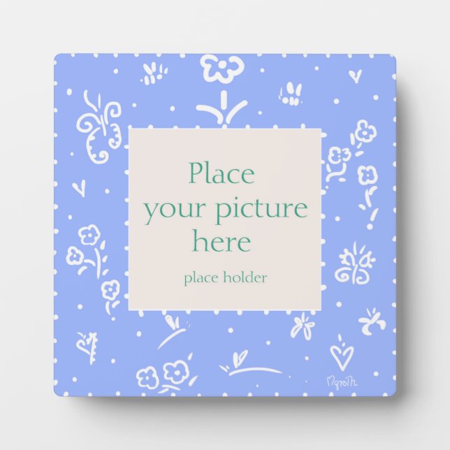 Blue and white flower frame plaque (Front)