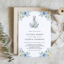 Blue and White Flowers Anchor Nautical Wedding