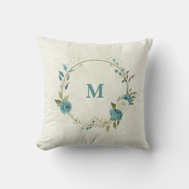blue and white flowers cushion (Front)