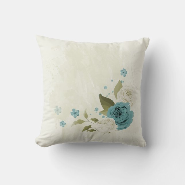 blue and white flowers cushion (Front)