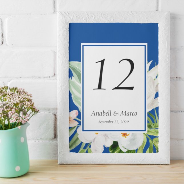 Blue and White Flowers Table number (Creator Uploaded)
