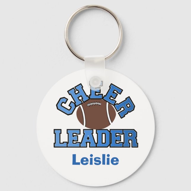 Blue and White Football Cheerleader KeyChain (Front)
