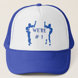 BLUE AND WHITE FOOTBALL TRUCKER HAT