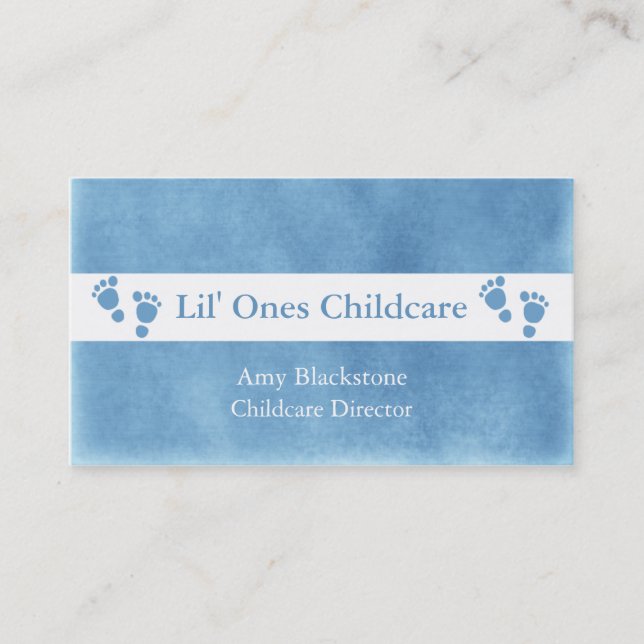 Blue And White Footprints Business Cards (Front)