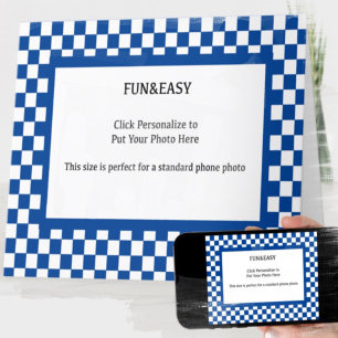 Blue and White Frame My Photo Card