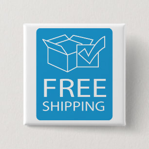 Blue and White Free Shipping Icon 15 Cm Square Badge