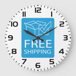 Blue and White Free Shipping Icon Large Clock