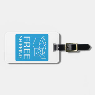 Blue and White Free Shipping Icon Luggage Tag