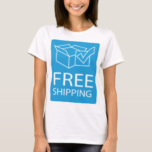 Blue and White Free Shipping Icon T-Shirt