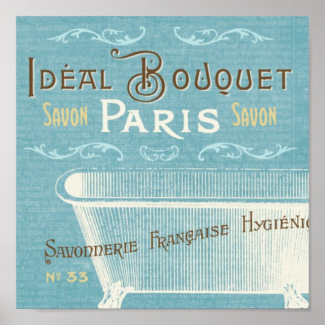 Blue and White French Bathtub Poster (Front)